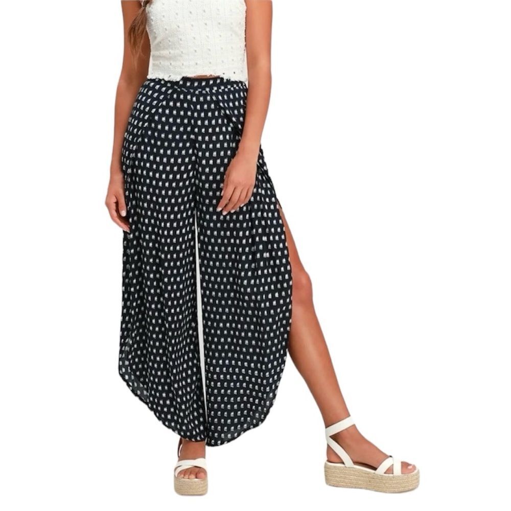 Culotte pants size XS Energize Navy Blue Print‎ Tulip Hem